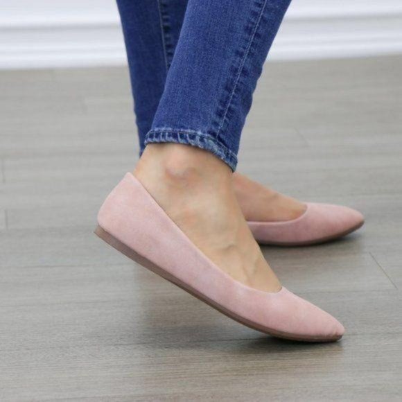 Dusty Pink Pointy Toe Flat Shoe Nubuck - Picture 5 of 6